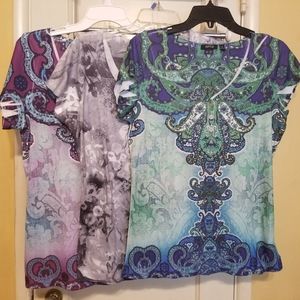 Moroccan print Tee lot of 3 sz M